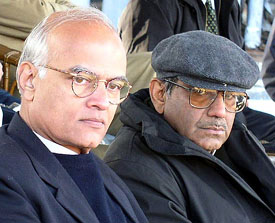 India's Foreign Secretary Shyam Saran (right) and India's Ambassador to Pakistan Shiv Shankar Menon visit Peshawar on Sunday.