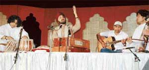 Jaswinder Singh presents Ghalibs ghazal during a concert in Ludhiana
