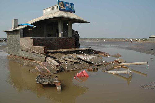 This beach-side resort was destroyed in Sundays fury of tsunami waves at Manginipudi beach in Machilipatnam, in Andhra Pradesh. Monday reviews what was left.  PTI
