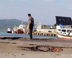 Killer Tsunami waves left behind a gaping hole in the marine jetty at Port Blair of Andaman and Nicobar 