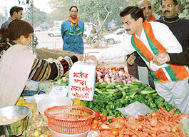 BJP members collect donations for tsunami victims, in Mohali on Wednesday.