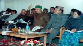 Mr Virbhadra Singh, Chief Minister, addresses the 20-point meeting in Mandi