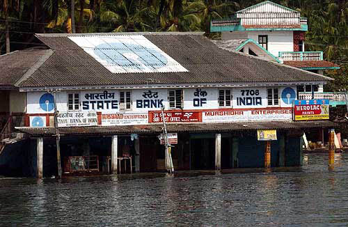The water level is still high after three days at tsunami-hit Bambooflat island of the Andaman coastline on December 29.  PTI