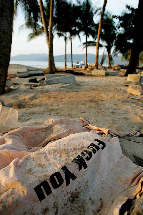 A T-shirt is left on Patong beach in the Thai resort island of Phuket on December 29, after a tsunami slammed the popular tourist beach.  Reuters