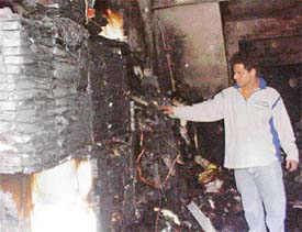 The hosiery shop in which a fire broke out in Ludhiana on Thursday
