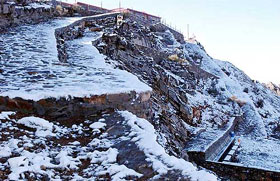 A view of the Ras al-Khaimah mountains following a snowfall near Dubai on Thursday