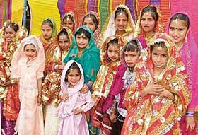 Girls of Florence Day Boarding Public School dress up to perform giddha at the annual function held in the school in Ludhiana