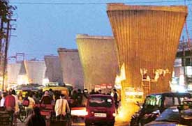 The elevated road project with pillars erected on the GT Road