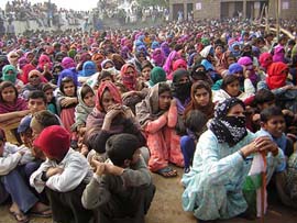 A view of the gathering at a public meeting organised by Prof Chhattarpal in Pabra village, 30 km from Hisar, on Sunday.