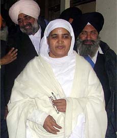 The SGPC President, Bibi Jagir Kaur, at the District and Sessions Court in Patiala