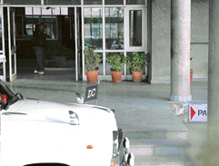 The Mini Secretariat in Sector 1, Panchkula, was cleaned of posters of political parties on Tuesday.