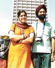 Harneet Kaur with her husband Kanwarpreet Singh in a file photo