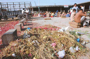 Sabzi mandi, Maqsoodan, remains littered with garbage. 