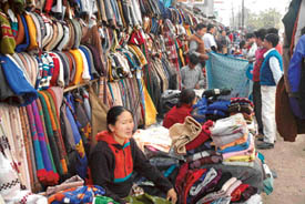 Tibetan market in full flourish in the city. 