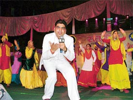 A singer performs during a cultural nite organised at Punjabi Bhavan in Ludhiana on Wednesday