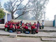 children of Government Senior Secondary School Civil Lines Ludhiana attend class in the open