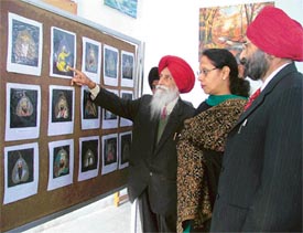 Mr Inderjeet Singh Raja shows his work to art lovers in Ludhiana