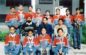 Students of the Bharatiya Vidhya Mandir School, Shaheed Udham Singh Nagar, Ludhiana, who won laurels at the17th National Athletics and Judo Meet at Satna