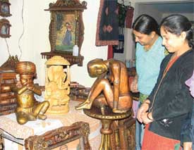 A view of Karigari Craft Bazaar that opened at the Nehru Sidhhanta Kendra, Ludhiana, on Friday