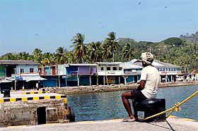 A view of the bamboo jetty shopping centre at Port Blair