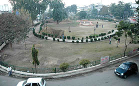 A view of a park in Model Town, which is to be removed for setting up an underground shopping complex in Jalandhar.