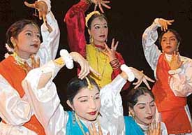 Students of Tagore Niketan College for Girls perform during their annual day function in Chandigarh