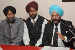 Members of the Goindwal Industrial Development Association address a press conference in Jalandhar