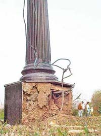 An open junction box of a light pole at the Vatika in Panchkula