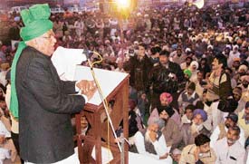 The Haryana Chief Minister, Mr Om Prakash Chautala, addresses a rally at Ambala on Monday