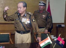 New BSF Director-General Ranjit Shekhar Mooshahary after taking charge at the BSF Headquarters in New Delhi on Monday. 