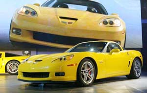 The 2006 Chevrolet Corvette Z06 makes it debut during media previews at the North American International Auto Show in Detroit on Monday.