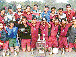 Mehar Football Academy team which won the Kanwar Harbans Lal  Memorial Football Tournament in Chandigarh on Tuesday.