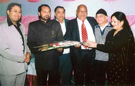 Mr Paramjit Singh Sibia, Chairman of the Ludhiana Improvement Trust, at a felicitation function organised by the Punjab Pradesh Aggarwal Sammelan in Ludhiana on Monday