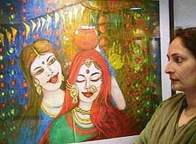 A group of artists display its paintings for sale to help tsunami victims at IndusInd Art Gallery, Sector-8, Chandigarh, on Wednesday.