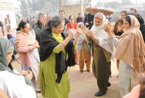 Dosanjhs share a festive moment in their native village 