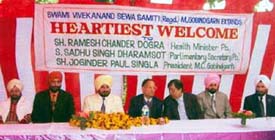 Minister of Health and Family Welfare Ramesh Chander Dogra addresses a medical camp at Mandi Gobindgarh on Thursday