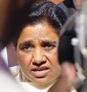 BSP President Mayawati addresses mediapersons at a meeting at V.P. House in New Delhi on Friday. 