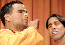Visually challenged artistes enact a play on saint Kabir at the Institute for Blind in Chandigarh on Friday.