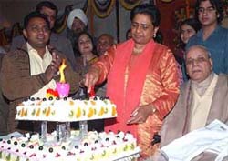 BSP president Mayawati celebrates her 48th birthday at her residence in New Delhi on Saturday