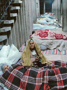 Short of space, patients and their attendants sleep out in the open at the PGI, Chandigarh