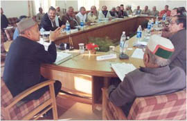 Chief Minister Virbhadra Singh presides over a Pong Dam oustees rehabilitation and advisory committee meeting in Kangra on Saturday.