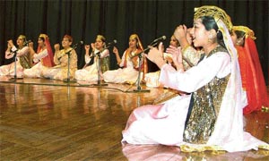 Children of DAV Public School present qawwali at a function in Ludhiana on Sunday. 