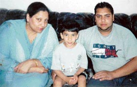 Jatinder Singh with his mother and nephew.