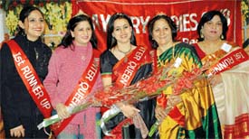 Winter Queens of the Gayatri Ladies Club after the contest in Ludhiana on Monday
