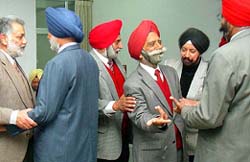 Members of the Punjab Regimental Officers Association during a get-together at the Defence Services Officers Institute in Chandigarh on Monday. 