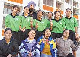 The team of the Coaching Centre-42 in a jubilant mood after winning the Senior State Handball Tournament at DAV School, Sector 8, Chandigarh, on Wednesday.  