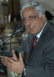 Jammu and Kashmir Chief Minister Mufti Mohammad Sayeed addresses a press conference in Srinagar on Wednesday.