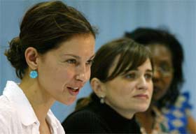 US actress and Youth AIDS Global Ambassador Ashley Judd speaks during a workshop with members of the All Africa Conference of Churches in Nairobi