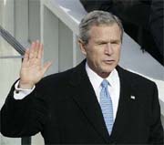 Mr George Bush, who was sworn in as President of the United States of America for the second term on Thursday