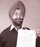Mr Iqbal Singh, SP, shows a copy of a historical letter written by the Nawab of Malerkotla to Aurangzeb